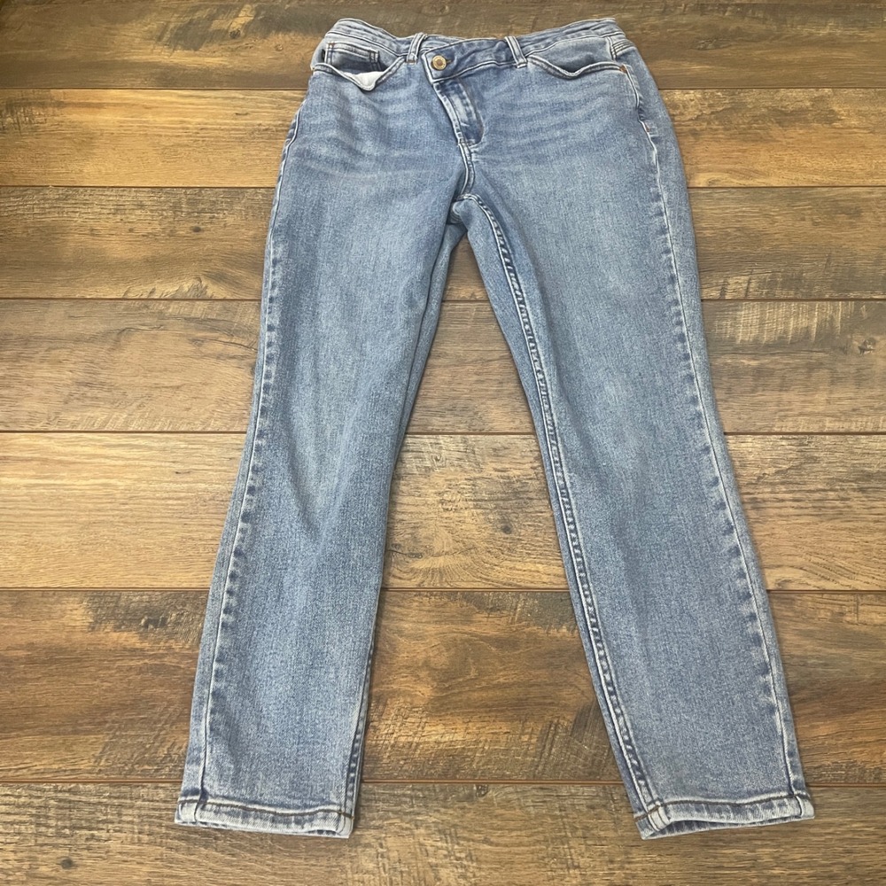 Judy Blue Relaxed Fit Asymmetrical Crossover Waist Denim Jeans Size 29 Stretch